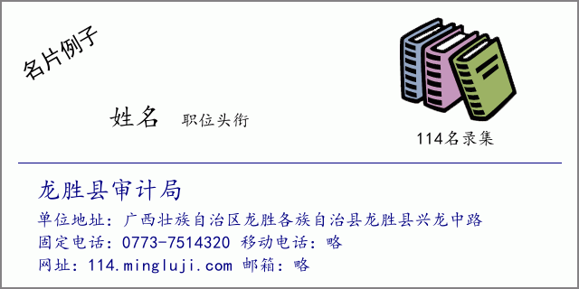 名片例子：龙胜县审计局